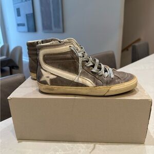 Golden Goose Mud/White/Black/Silver Slide Classic w/White Star size 36 women’s